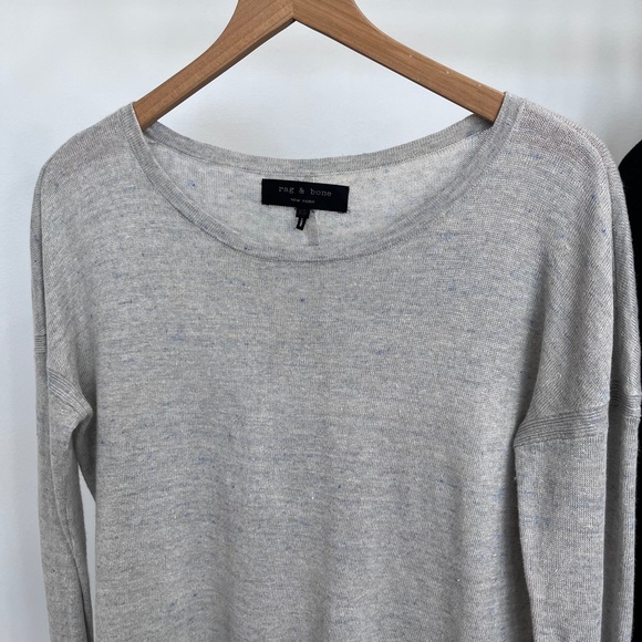 Rag & Bone Gray Linen Scoop Neck Sweater - Picture 2 of 5